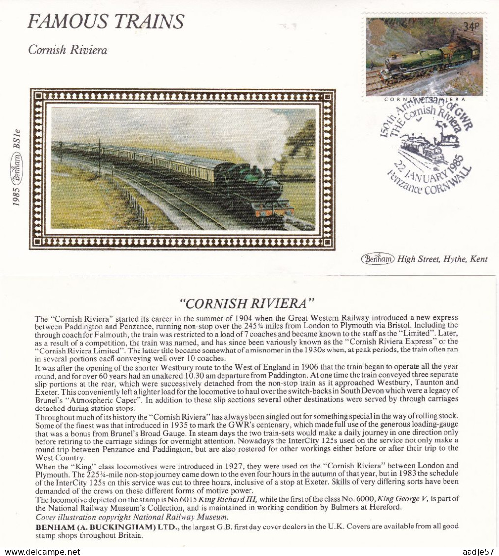 GB Engeland 1985 150 Ann GWR Famous Trains Cornish Riviera 22-01-1985 - Stamped Stationery, Airletters & Aerogrammes