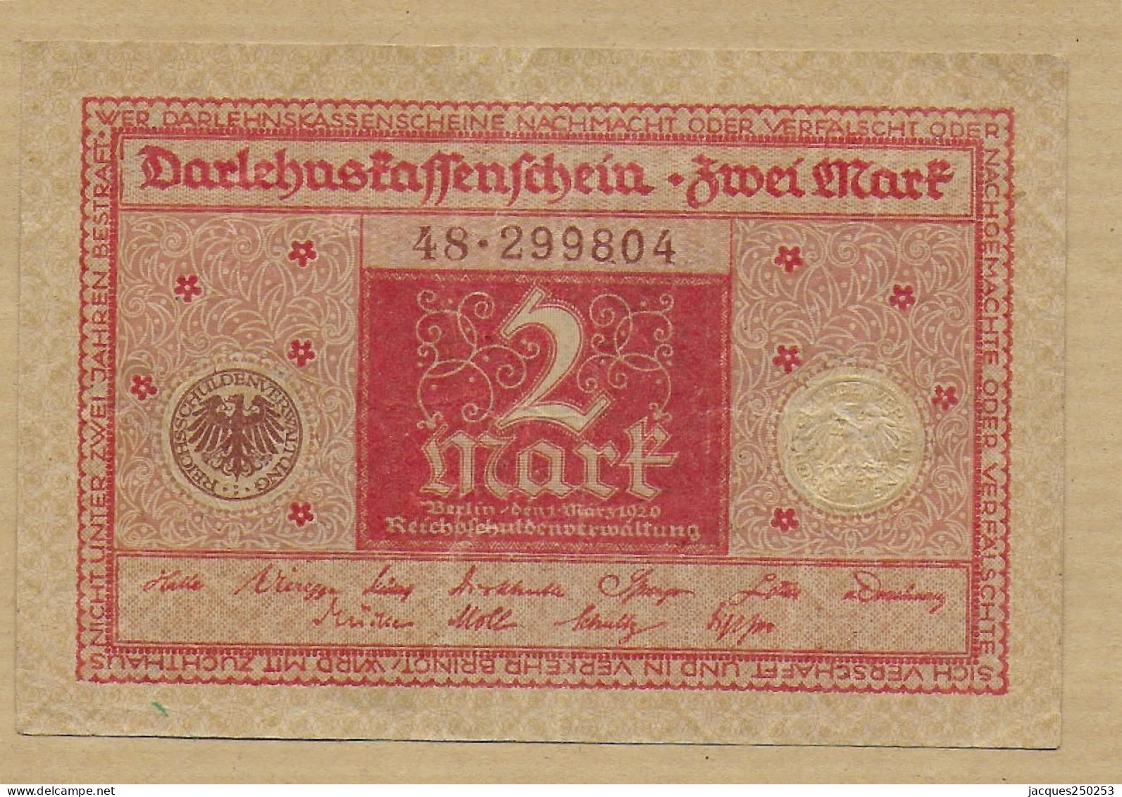 2 MARK 1920 UNC - 2 Mark