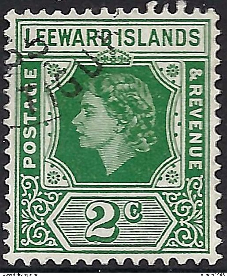 LEEWARD ISLANDS 1954 QEII 2c Green SG128 FU - Leeward  Islands