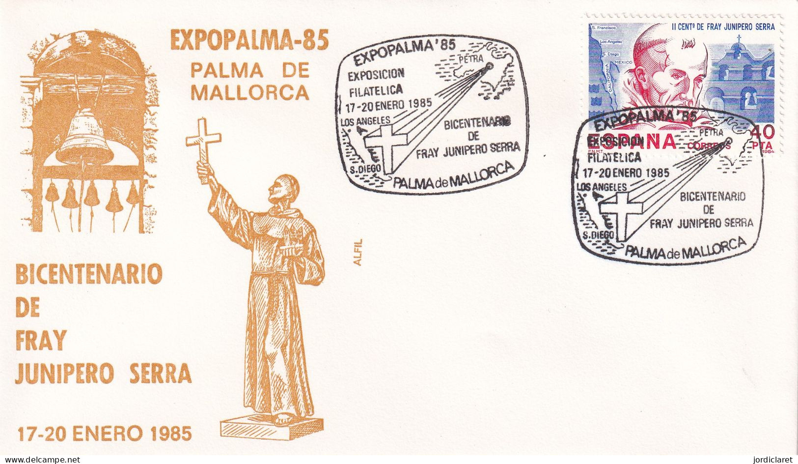 MATASELLOS 1985   JUNIPERO SERRA    PALMA - Storia Postale