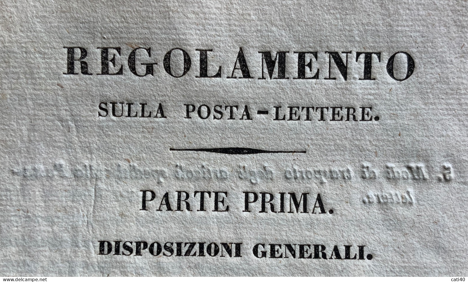 REGOLAMENTO SULLA POSTA - LETTERE - PARTE PRIMA DISPOSIZIONI GENERALI - VIENNA 20/12/1838 -  Pagine 24 - 84 Par. - RRR - Historische Documenten