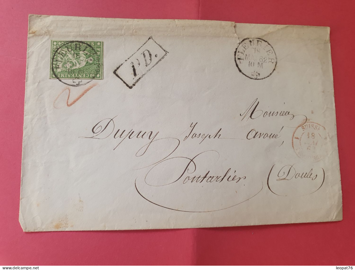Suisse - Enveloppe De Fleurler Pour Pontarlier En 1862 - Réf 3553 - Covers & Documents