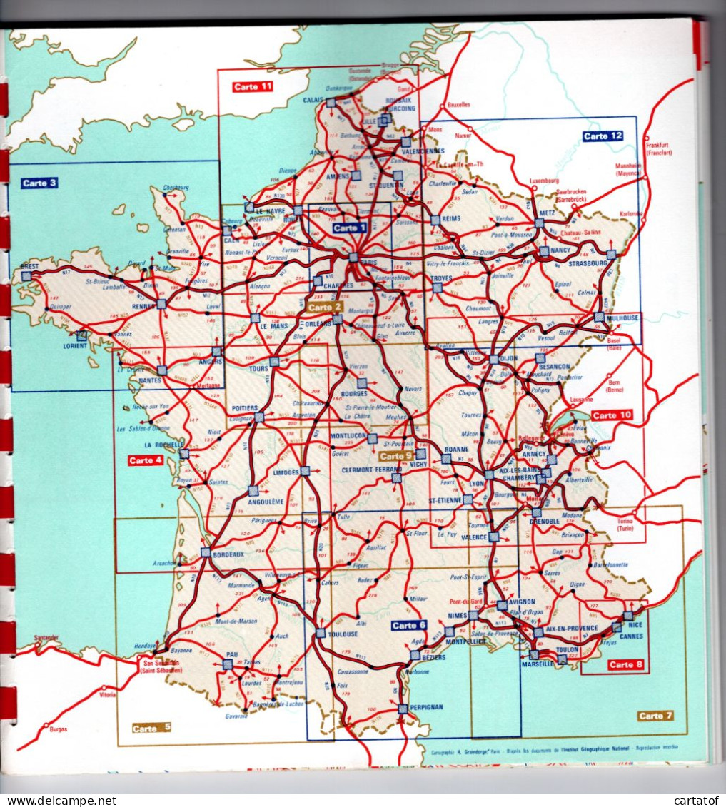 ATLAS AZUR 1963 . Cartes Routières France, Régions, Grandes Villes , Banlieue Parisienne… DESMARAIS Frères . - Roadmaps