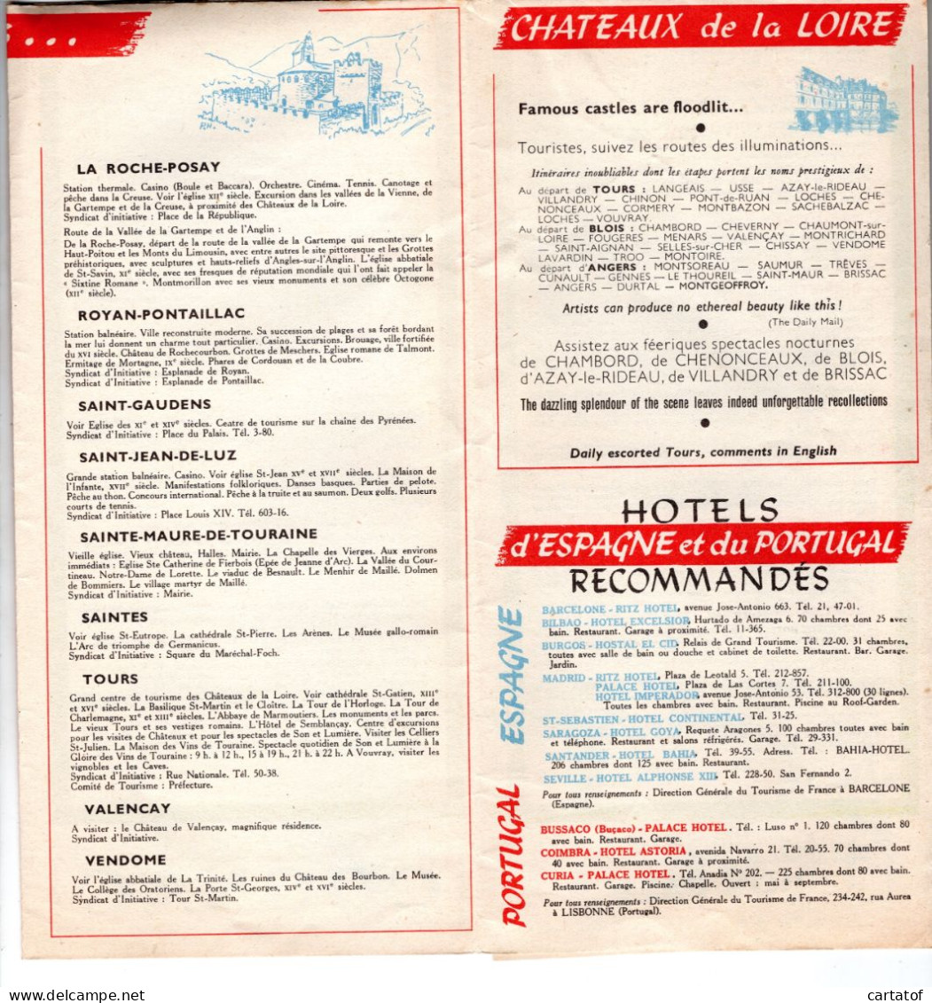 LA ROUTE DES PYRENEES 1956 . PARIS-LA LOIRE-BORDEAUX-PYRENEES-Portugal-Espagne-MAROC. Plans Et Guides PETIT à ANGERS - Dépliants Turistici