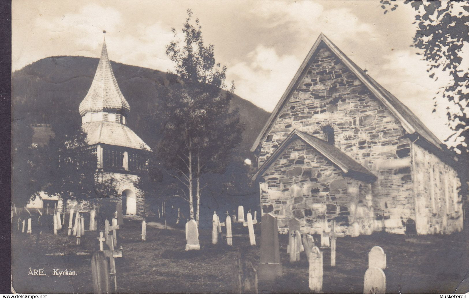 Sweden PPC Åre. Kyrkan. Church Kirche Eglise STOCKHOLM 1926 VEJLE Sanatorium Denmark Echte Real Photo (2 Scans) - Suecia