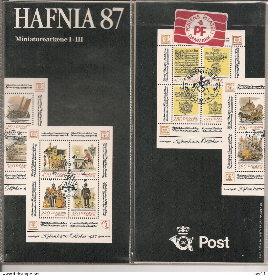 1987; Hafnia 87 Minisheets I-III .  **.        (dk043) - Ongebruikt