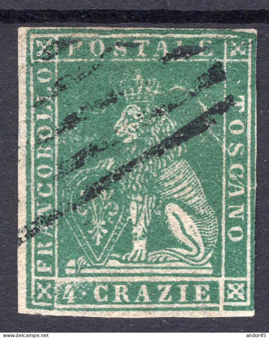 CR.4 VERDE STAMPA TIPOGRAFICA  SASS.14  CON DUE OTTIMI MARGINI USATO  FIRMATO PERITO CV 325+++ - Tuscany