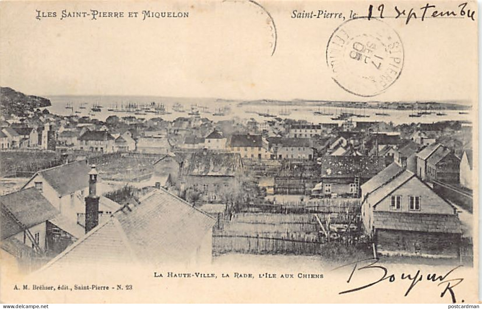 SAINT-PIERRE - La Haute-Ville, La Rade Et L'Ile Aux Chiens - Ed. A. M. Bréhier 23 - Saint-Pierre Und Miquelon