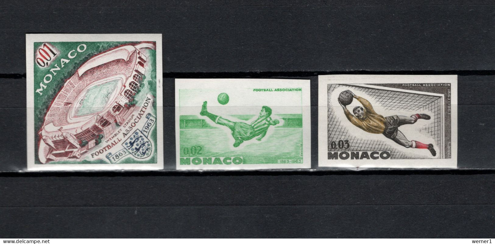 Monaco 1963 Football Soccer 3 Proofs MNH -scarce- - Unused Stamps