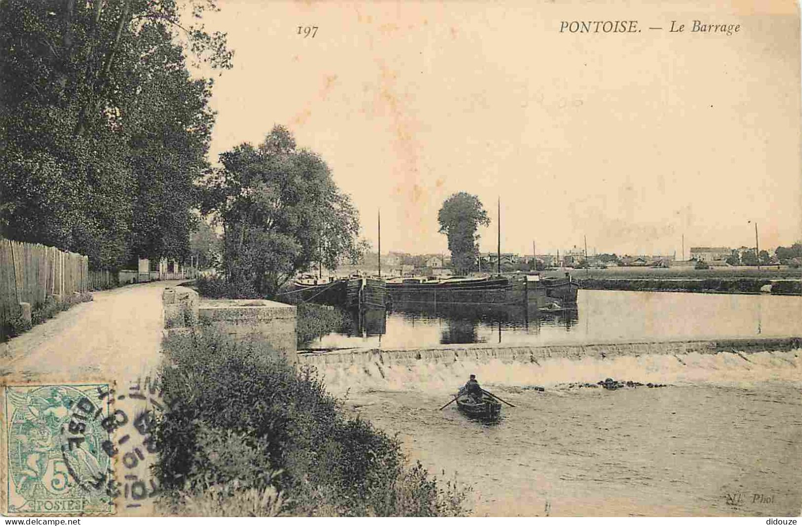 95 - Pontoise - Le Barrage - Animée - Canotage - CPA - Oblitération Ronde De 1906 - Voir Scans Recto-Verso - Pontoise