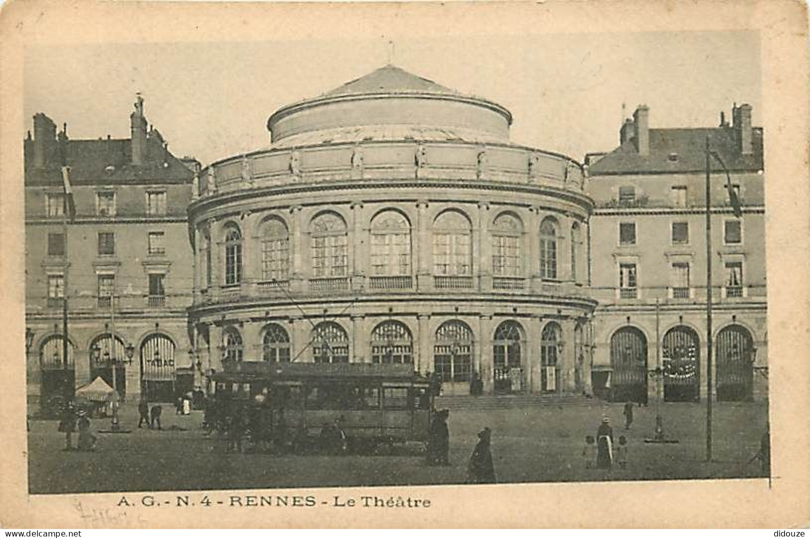 35 - Rennes - Le Théâtre - Animée - Tramway - Précurseur - CPA - Voir Scans Recto-Verso - Rennes