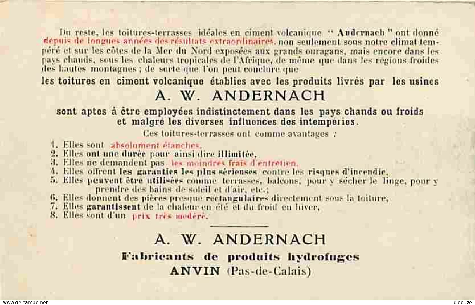 62 - Anvin - Carte Usines A W Andernach - Animé - Au Dos Description Du Produit Ciment Volcanique Andernach - CPA - Voir - Sonstige & Ohne Zuordnung