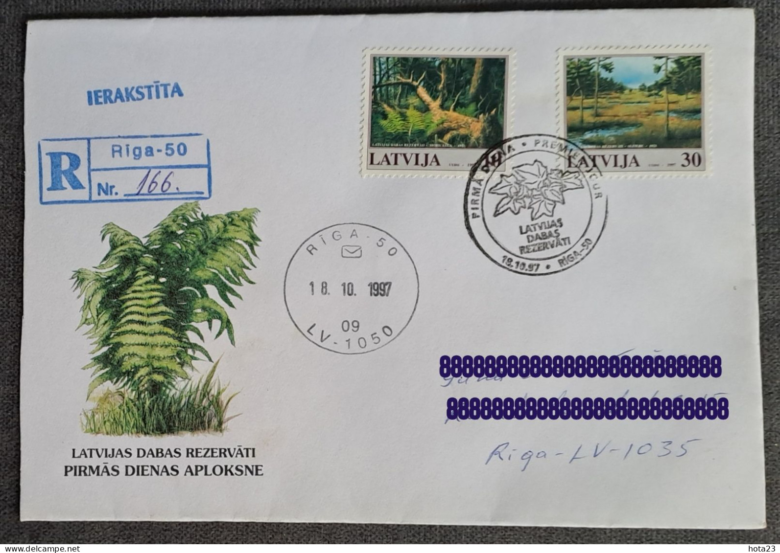 (!) Latvia Lettland -  National Nature Reserve -1997 - Full Set FDC MAIL RECORDED REAL POST - Latvia