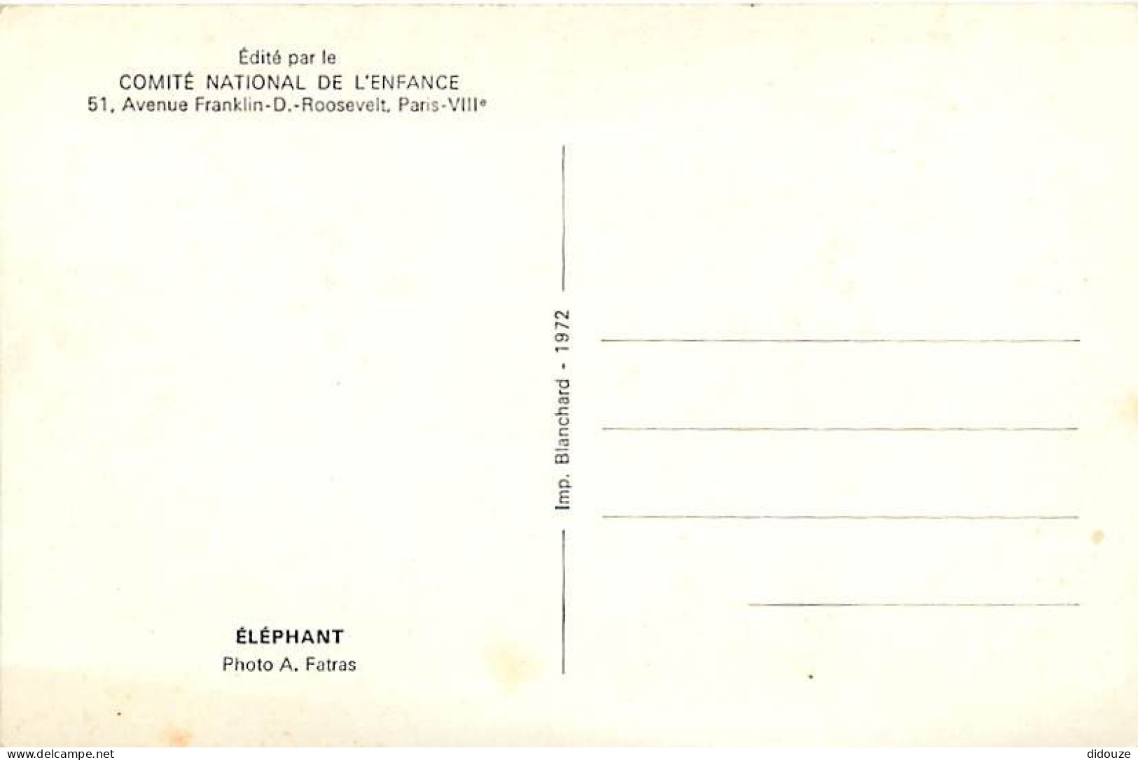 Animaux - Eléphants - Comité National De L'Enfance - CPM - Voir Scans Recto-Verso - Elefanten
