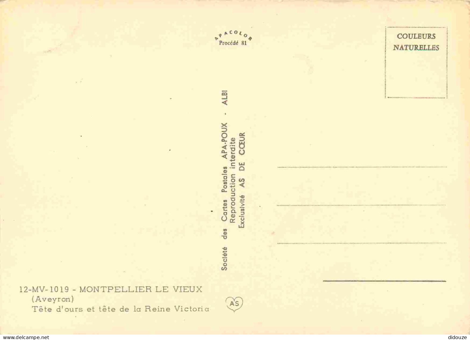 12 - Montpellier Le Vieux - Chaos Dolomitique - Tête D'ours Et Tête De La Reine Victoria - CPM - Voir Scans Recto-Verso - Other & Unclassified