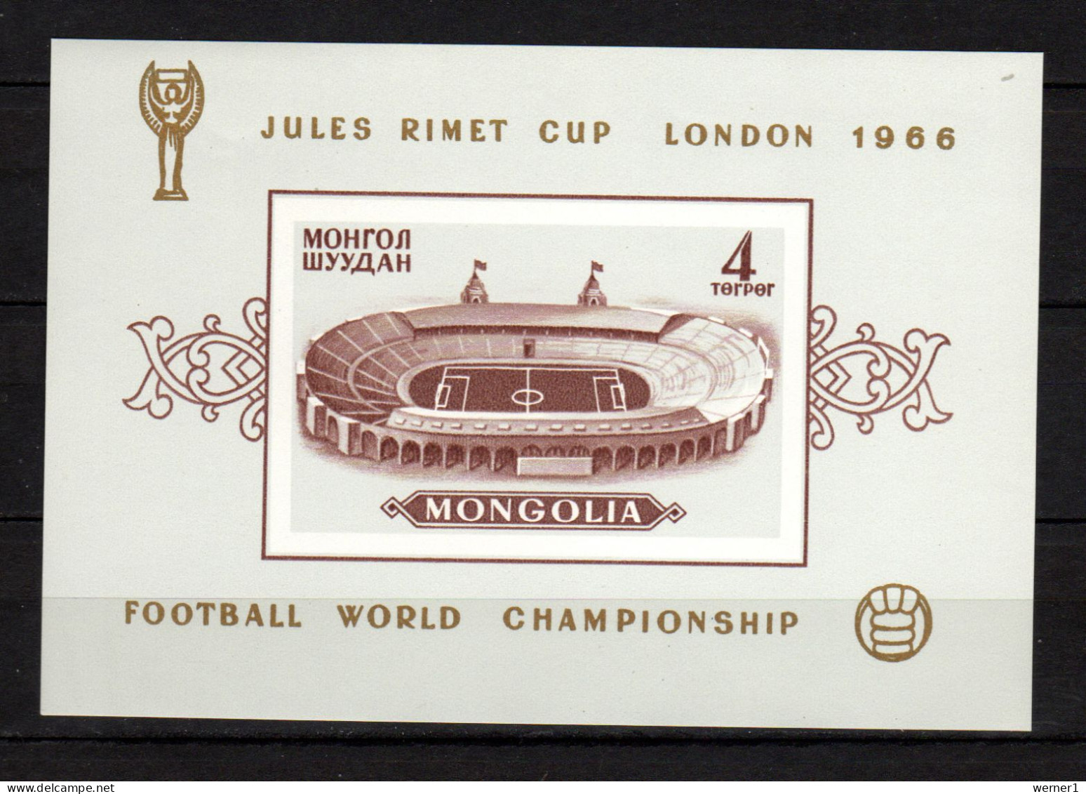 Mongolia 1966 Football Soccer World Cup S/s Imperf. MNH - 1966 – Inglaterra