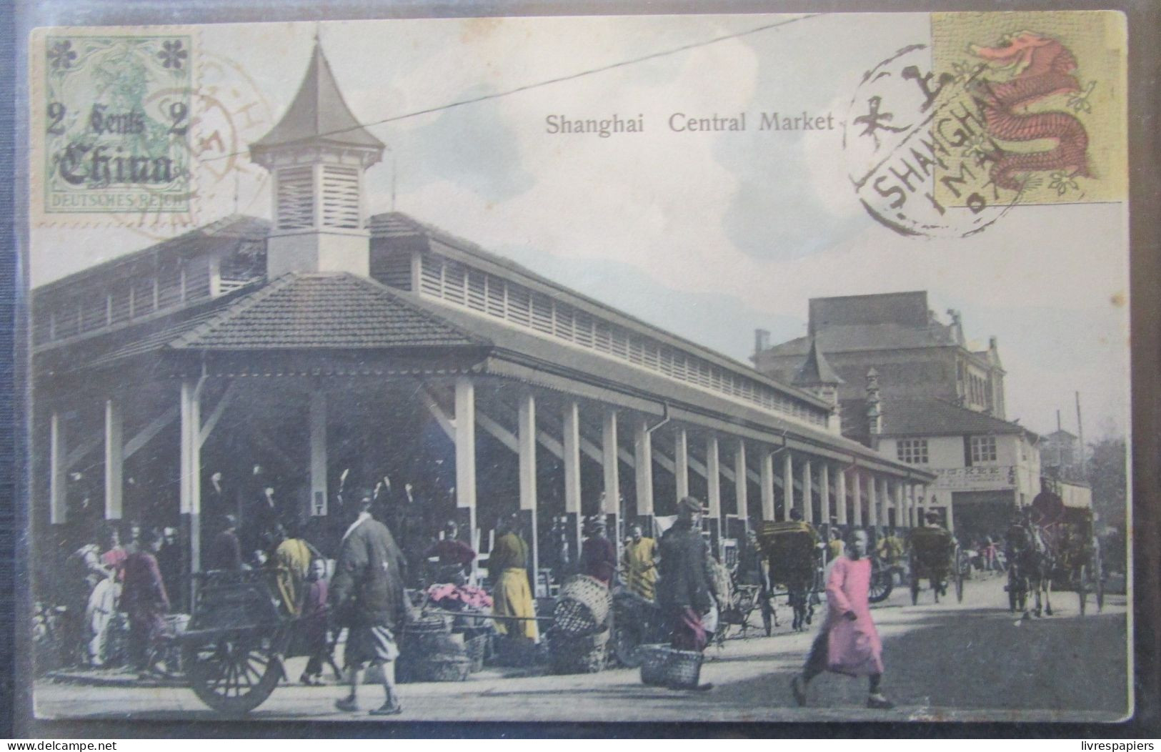 Chine Shanghai Cpa Timbrée Deutches Reich China 2 Cents - China