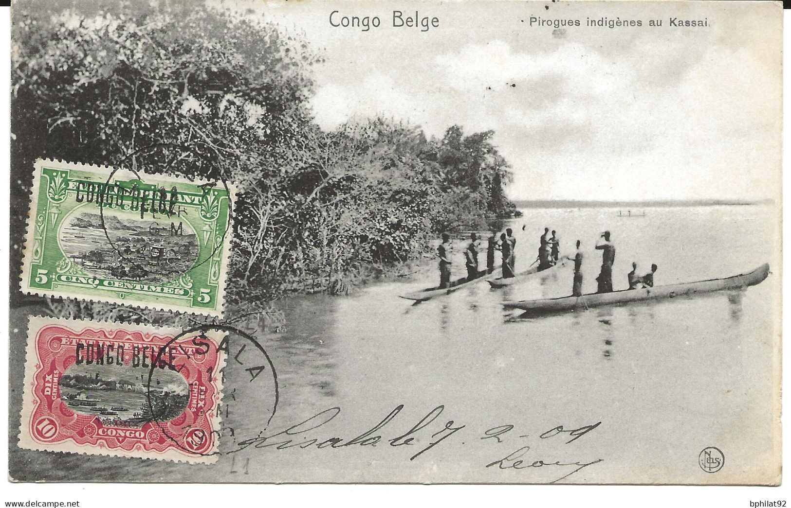 !!! CONGO, CPA DE 1909, DÉPART DE LISALA POUR BRUXELLES (BELGIQUE), PIROGUES SUR LE KASSAI - Briefe U. Dokumente