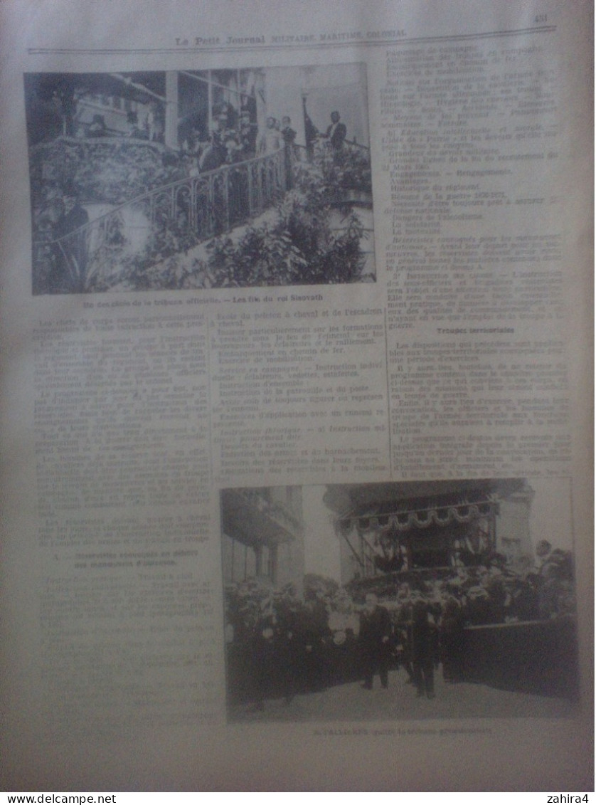 L Petit Journal Militair Maritim Colon 137 14/7 Paris Longchamp Roi Sisovath Fallières Tambour & Fifre Sikhs Cuirassés - 1900 - 1949