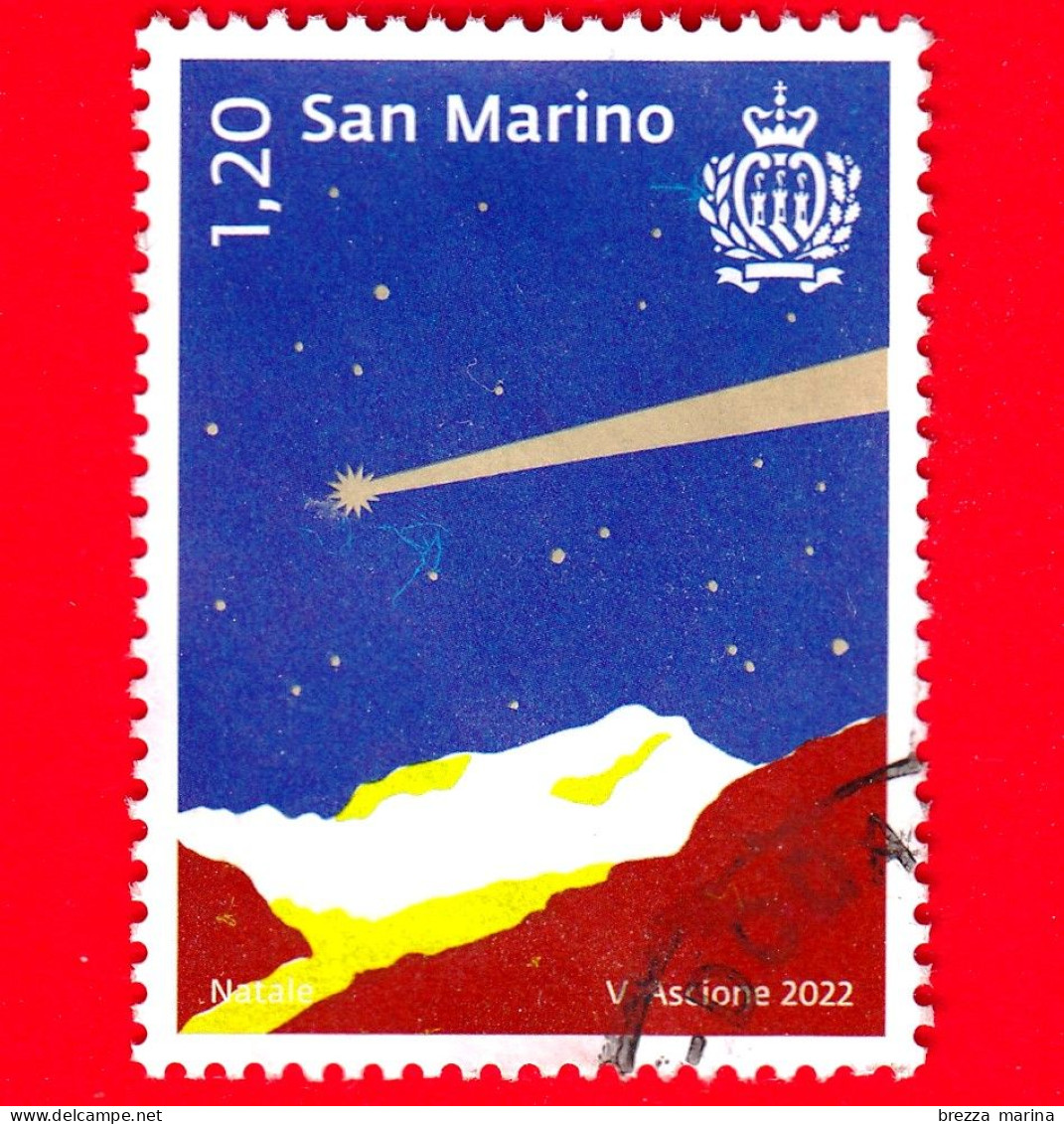 SAN MARINO - Usato - 2022 - Natale - Montagna E Stella Cometa In Campo Blu - 1.20 - Usati