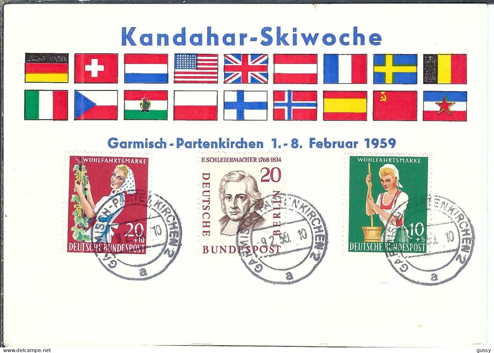 ALLEMAGNE RFA Ca. 1950: CP Ill. De Garmisch-Partenkirchen "Kandahar Skiwoche" - Storia Postale