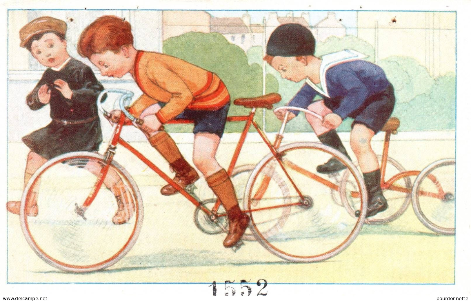 Lot De 9 Images Enfants Vélo Chien Barque Course A Pied - Autres & Non Classés