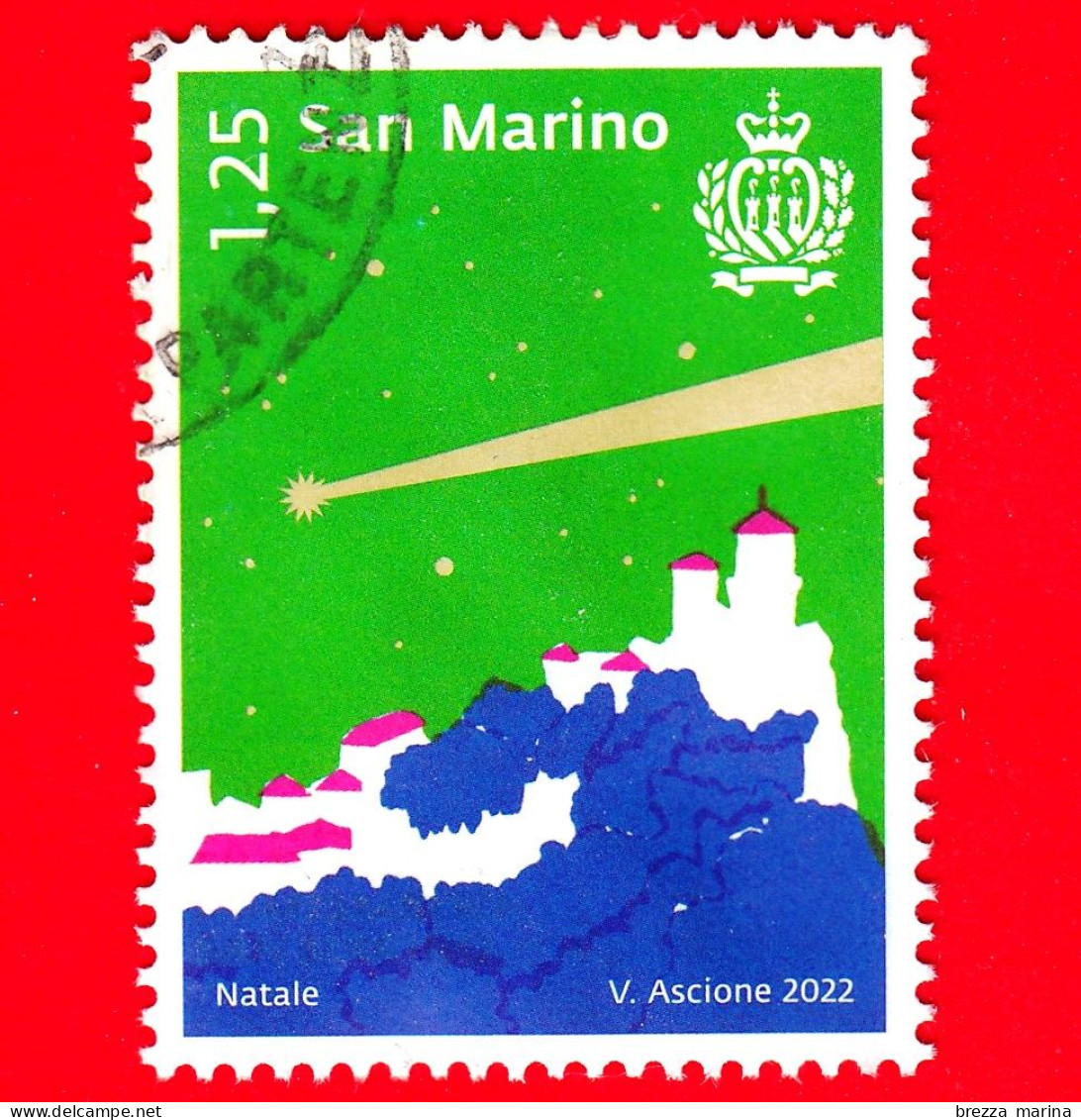 SAN MARINO - Usato - 2022 - Natale - Torri Di San Marino E Stella Cometa In Campo Verde - 1.25 - Usados
