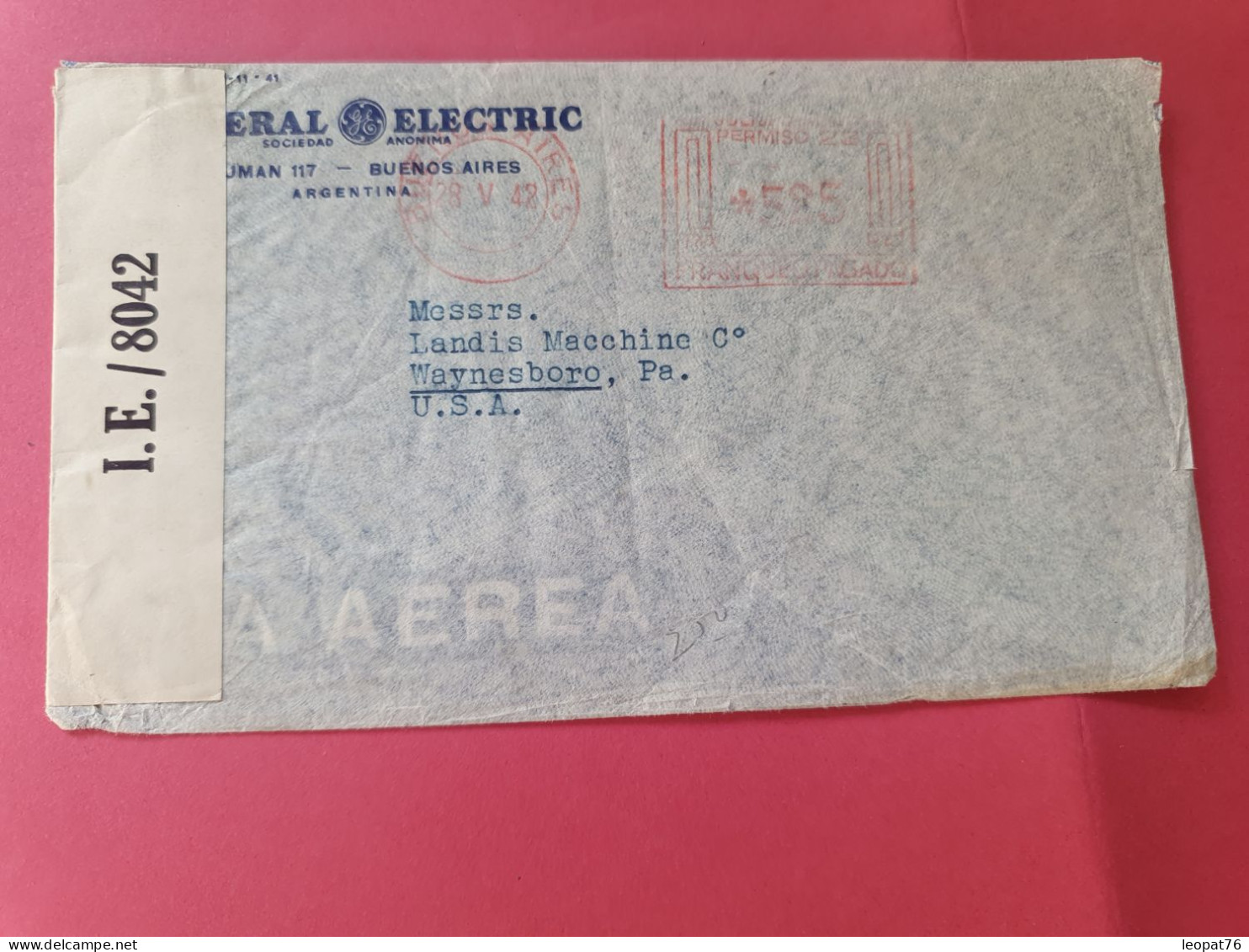 Argentine - Enveloppe Commerciale De Buenos Aires Pour Les USA En 1942 Avec Contrôle Postal - Réf 3566 - Lettres & Documents