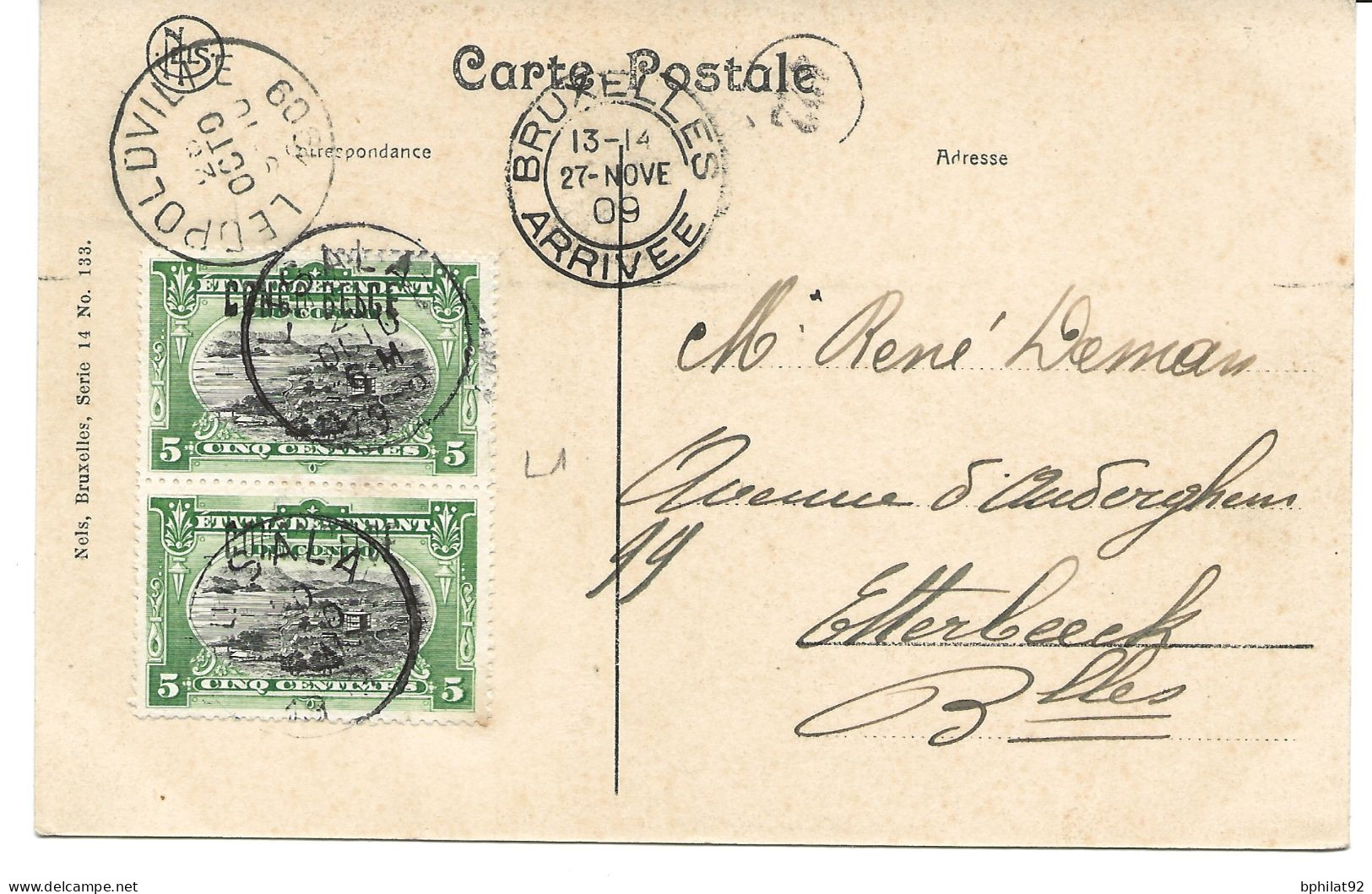 !!! CONGO, CPA DE 1909, DÉPART DE LISALA POUR BRUXELLES (BELGIQUE) - Storia Postale