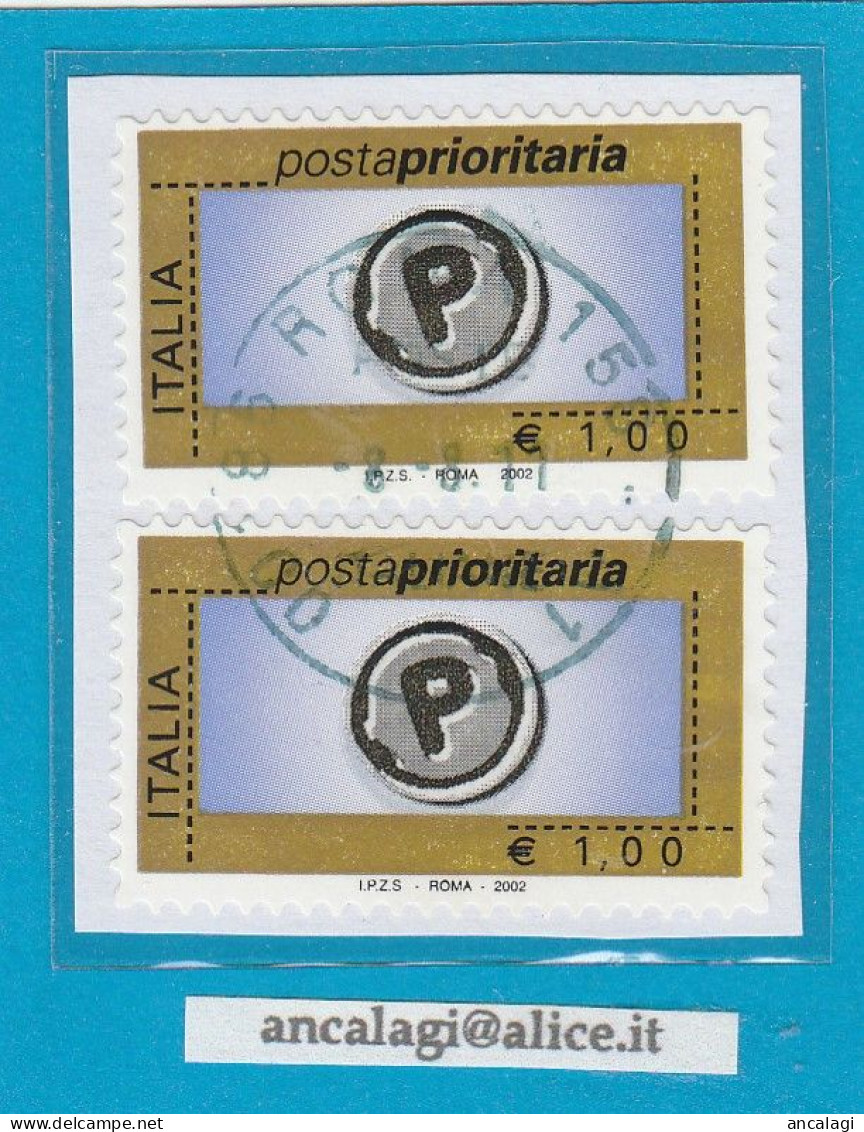 USATI ITALIA POSTA PRIORITARIA 2002 - Ref.1407D "4^ Emissione" 2 Val. 1,00 - - 2001-10: Gebraucht