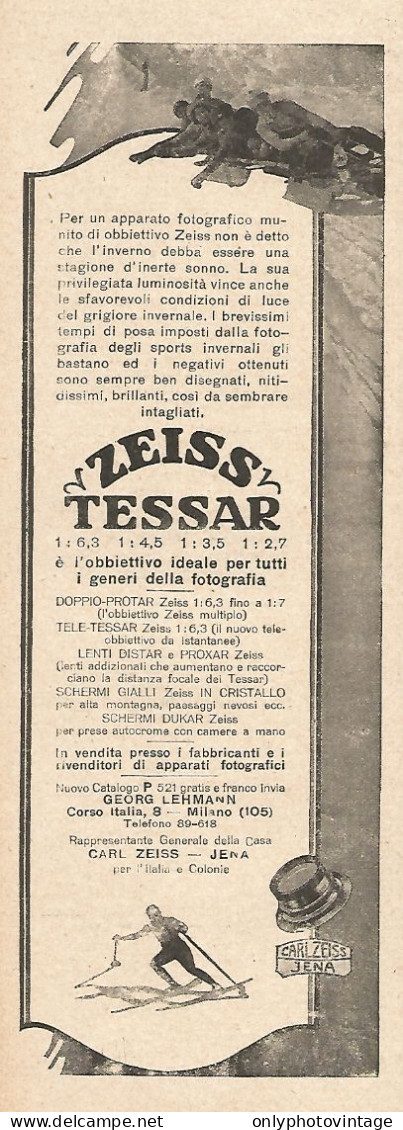 ZEISS Tessar è L'obbiettivo Ideale Per... - Pubblicità Del 1927 - Advert - Publicidad