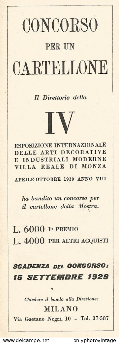 Esposizione Internazionale Arti Decorative - Pubblicità Del 1929 - Advert - Advertising