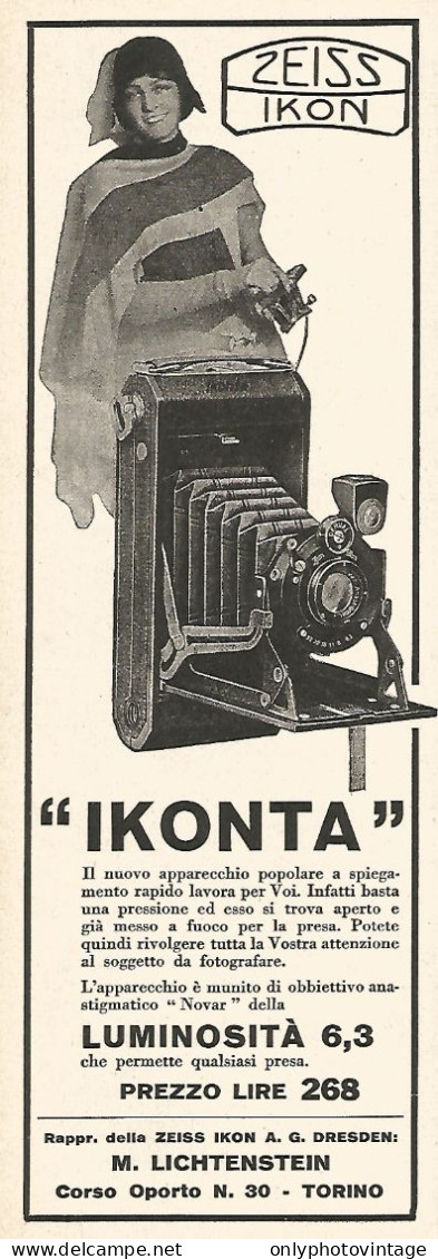 ZEISS IKON - Macchina Fotografica IKONTA - Pubblicità Del 1929 - Advert - Publicidad