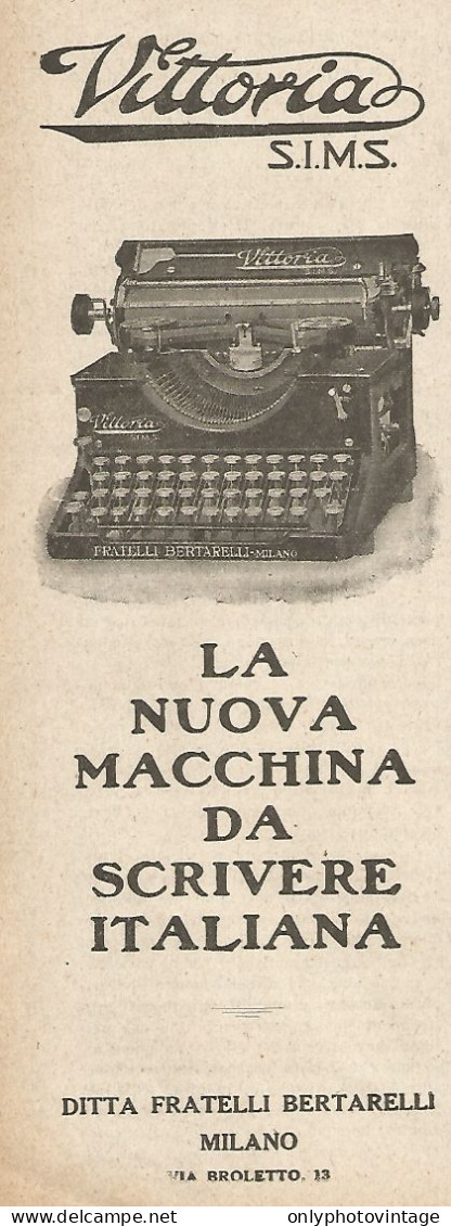 Vittoria S.I.M.S. Macchina Da Scrivere - Pubblicità Del 1925 - Vintage Ad - Advertising