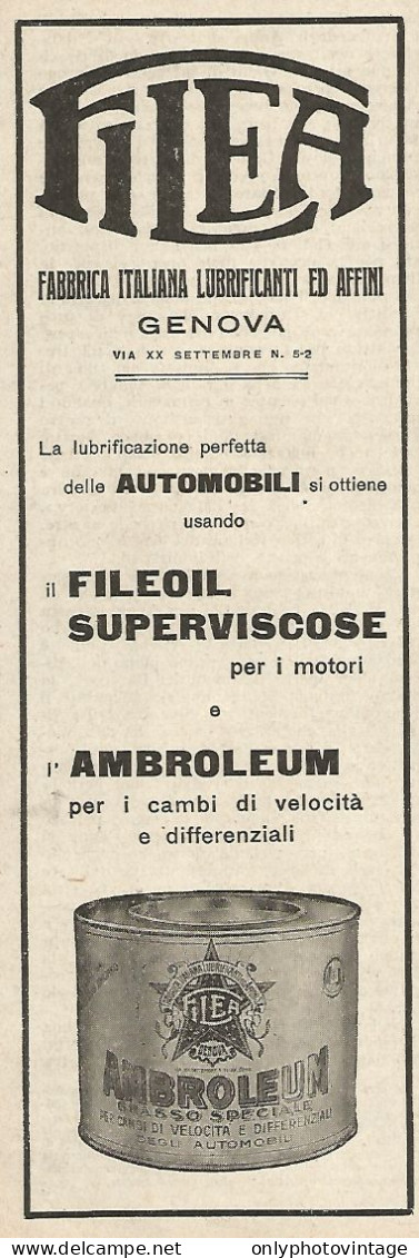 Grasso Speciale AMBROLEUM FILEA - Pubblicità Del 1925 - Vintage Advert - Advertising