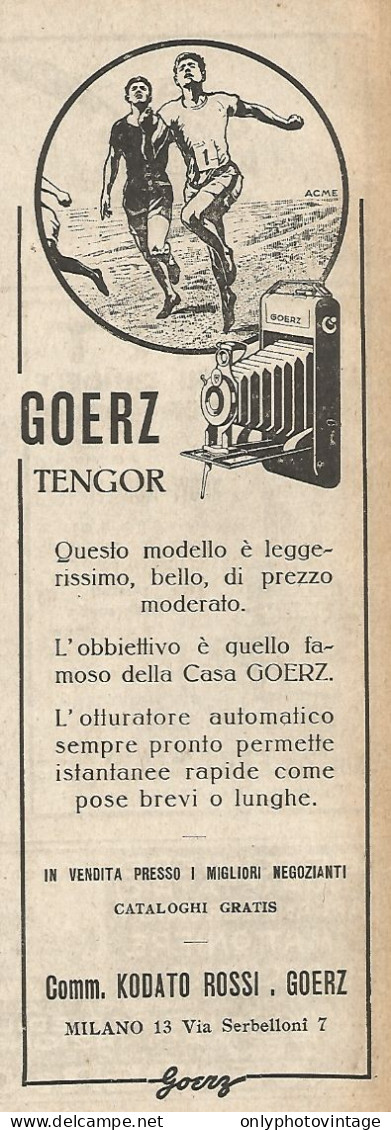 Macchina Fotografica GOERZ Tengor - Pubblicità Del 1925 - Vintage Advert - Publicités