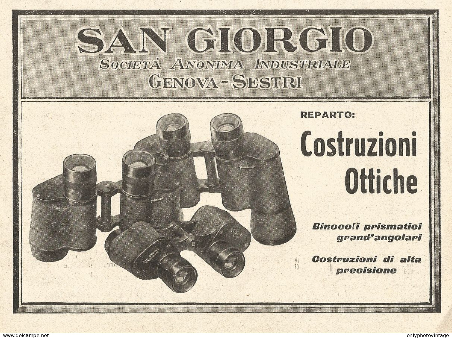 Costruzioni Ottiche SAN GIORGIO - Pubblicità Del 1932 - Old Advertising - Publicités