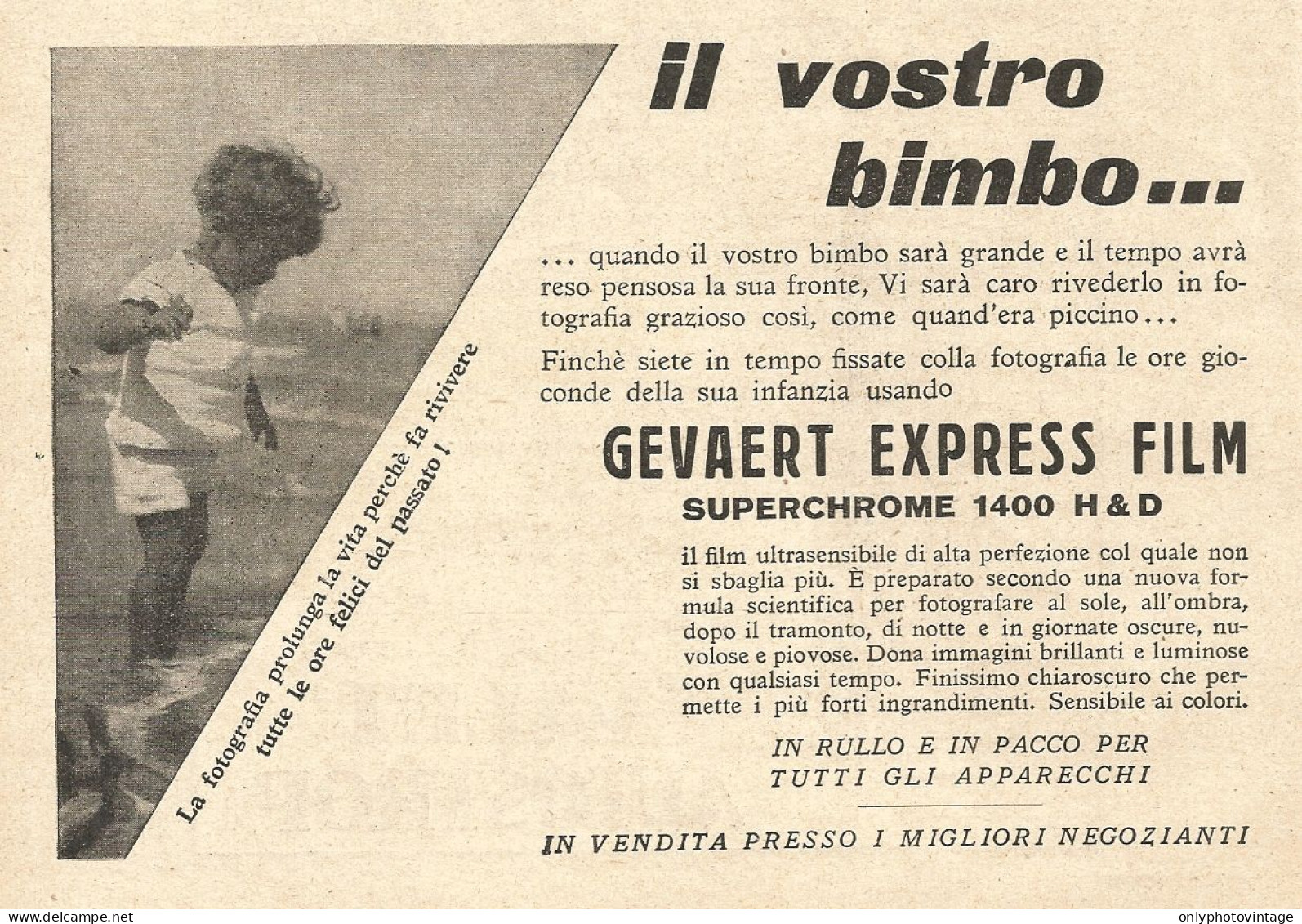 Gevaert Express Film - Il Vostro Bimbo... - Pubblicità Del 1932 - Old Ad - Publicités