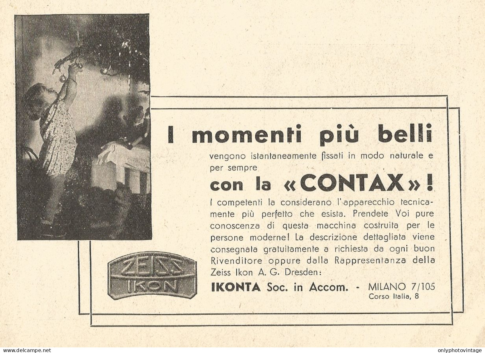 Zeiss Ikon CONTAX - I Momenti Più Belli...  - Pubblicità Del 1932 - Old Ad - Publicités