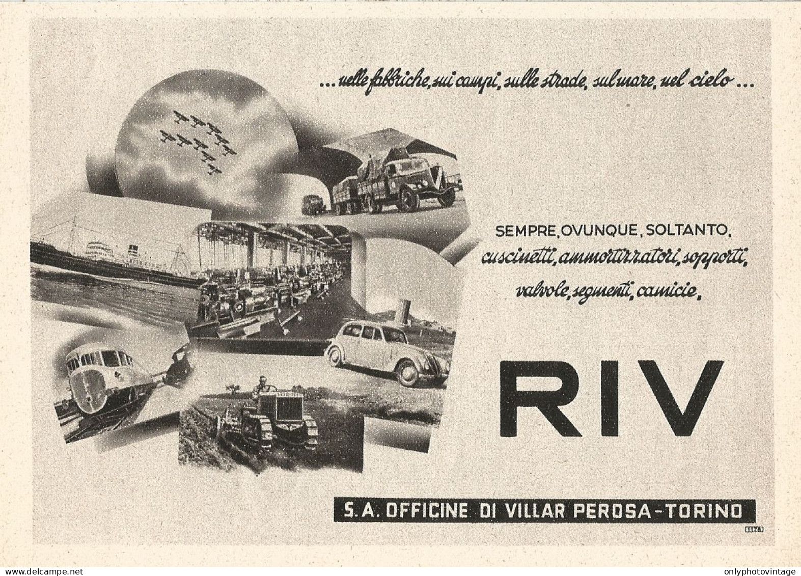 Cuscinetti RIV - Illustrazione - Pubblicità Del 1939 - Old Advertising - Publicités