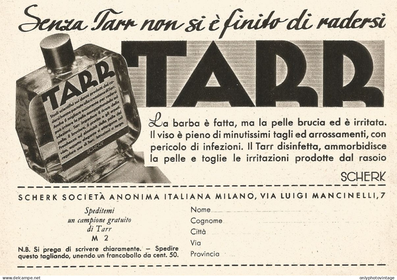 Senza TARR Non Si è Finito Di Radersi - Pubblicità Del 1939 - Old Advert - Publicités