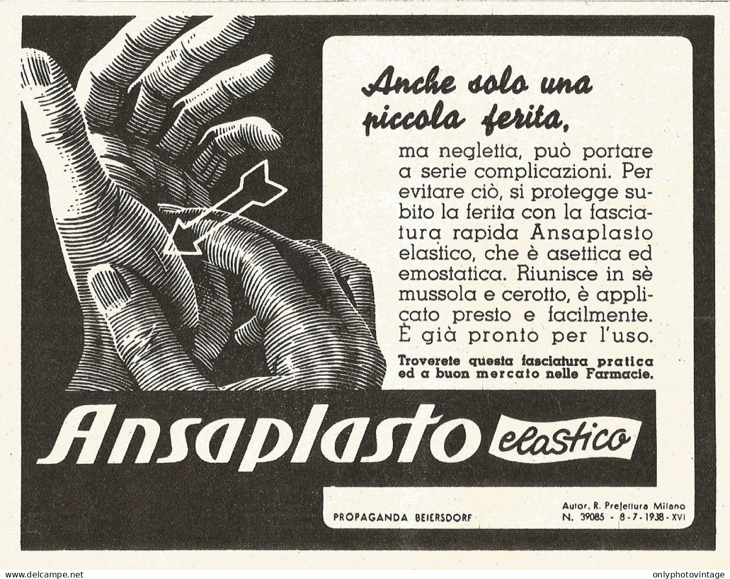 Cerotti Ansaplasto Elastico - Pubblicità Del 1940 - Old Advertising - Publicités