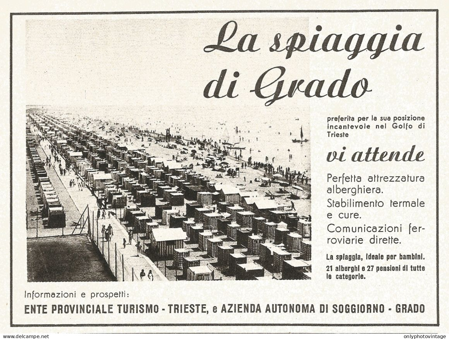 La Spiaggia Di Grado - Pubblicità Del 1940 - Old Advertising - Publicités