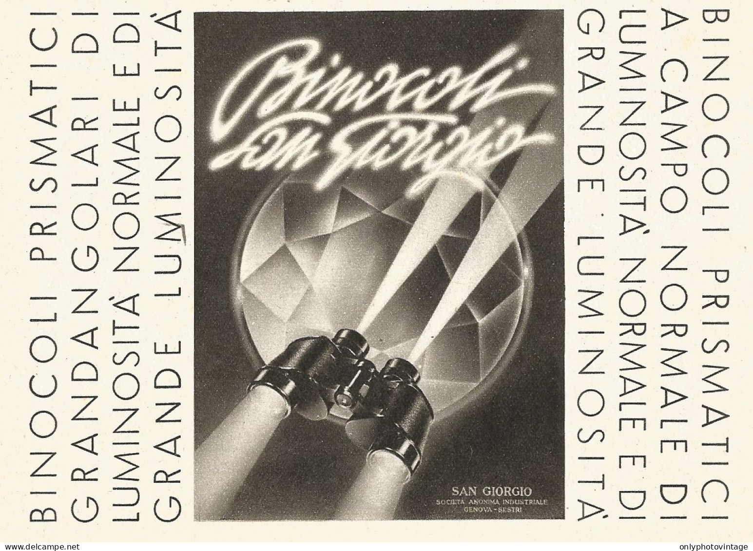 Binocoli SAN GIORGIO - Pubblicità Del 1940 - Old Advertising - Advertising