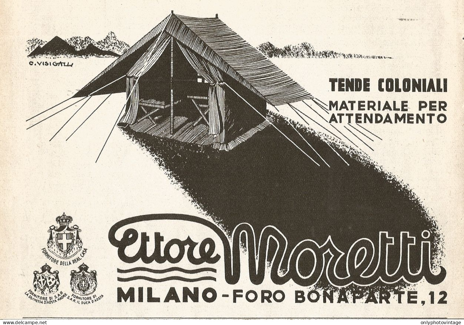 Tende Coloniali Ettore MORETTI - Pubblicità Del 1938 - Old Advertising - Advertising