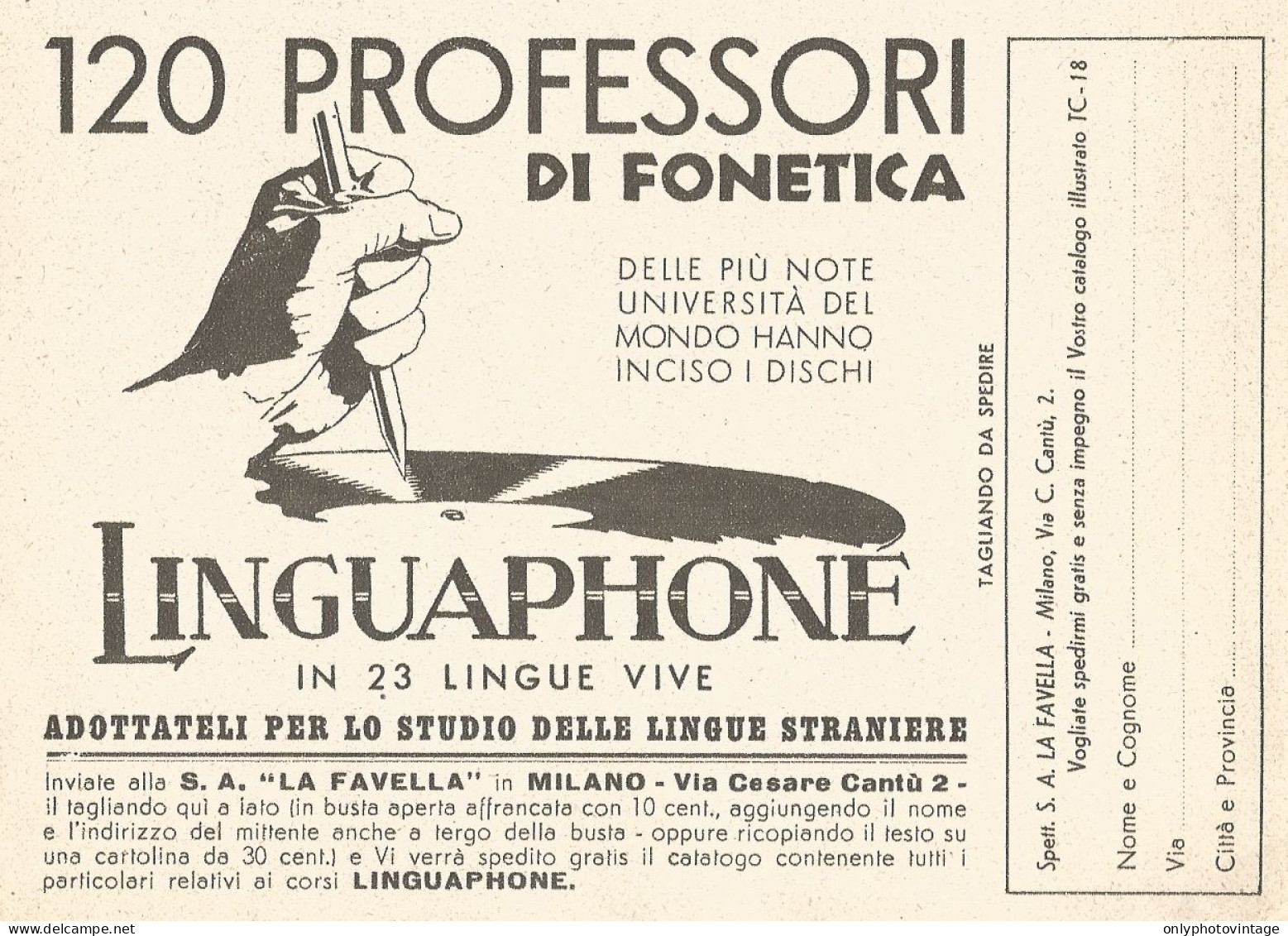 LINGUAPHONE - 120 Professori Di Fonetica - Pubblicità Del 1938 - Old Ad - Werbung