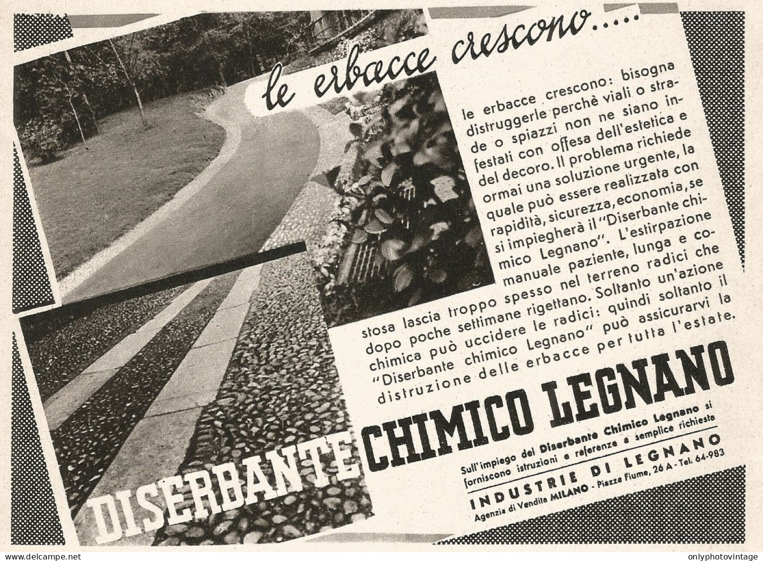 Diserbante Chimico Legnano - Le Erbacce... - Pubblicità Del 1938 - Old Ad - Advertising