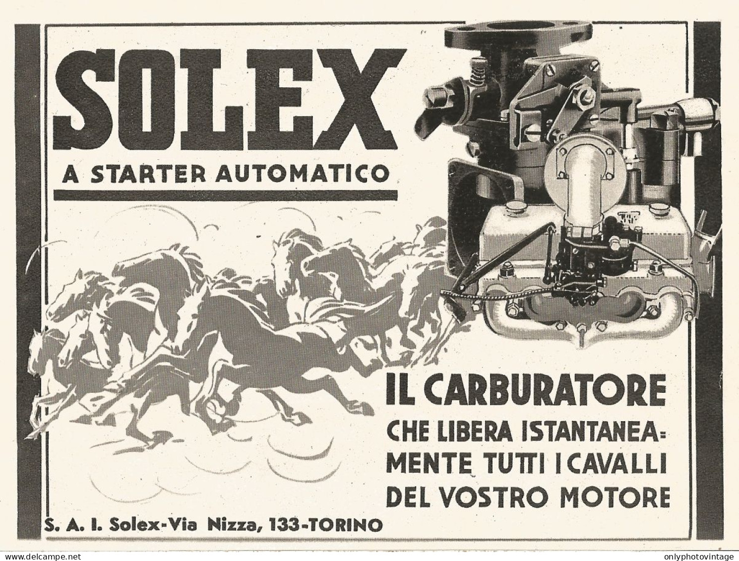 Carburatore A Starter Automatico SOLEX - Pubblicità Del 1938 - Old Advert - Publicités