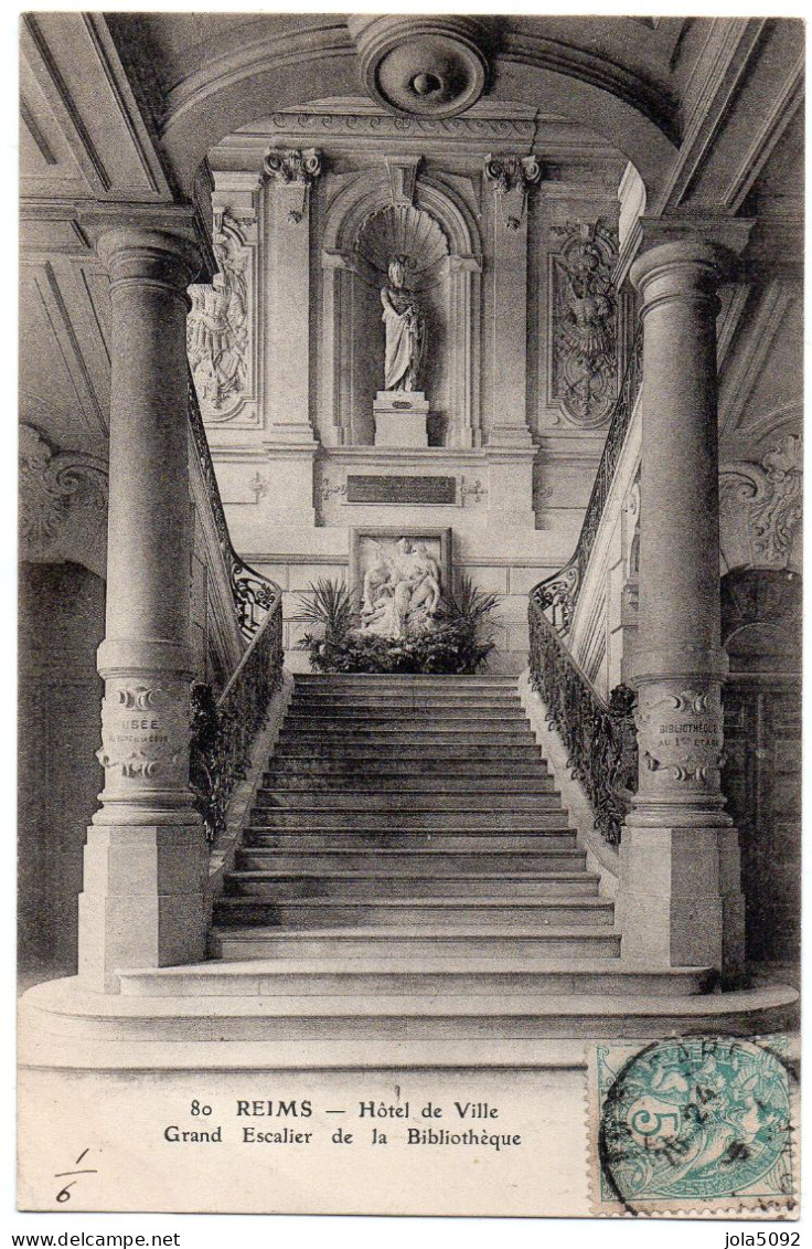 51 - REIMS - Hôtel De Ville - Grand Escalier De La Bibliothèque - Reims