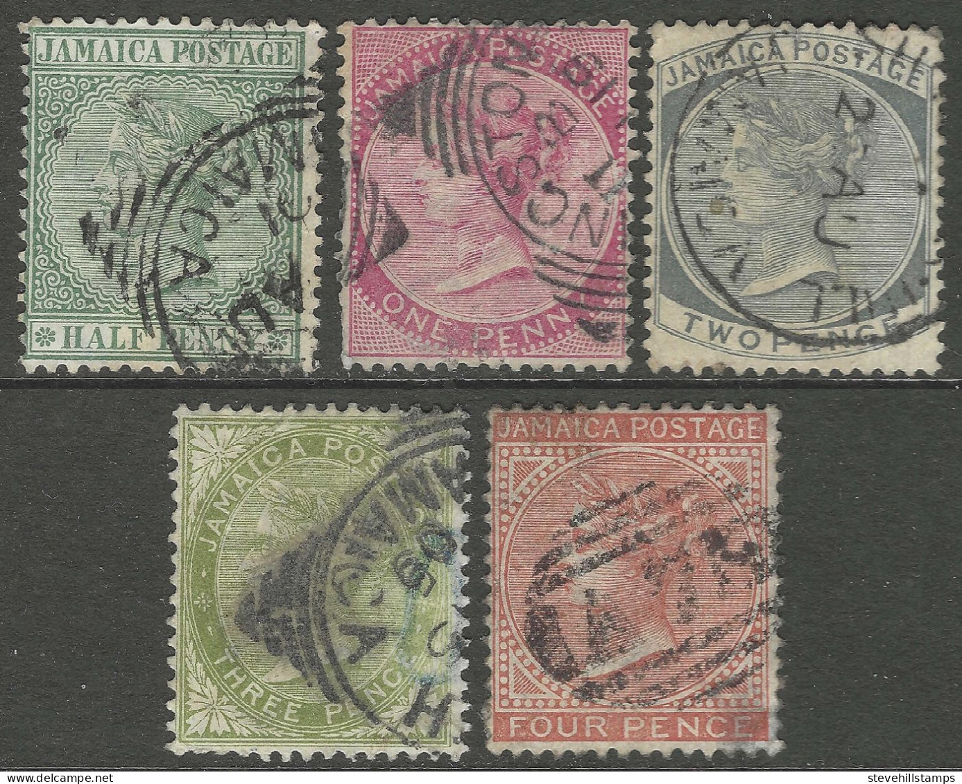 Jamaica. 1883-97 Queen Victoria. 6 Used Values To 4d. Crown CA W/M. SG 16a Etc. M5044 - Giamaica (...-1961)